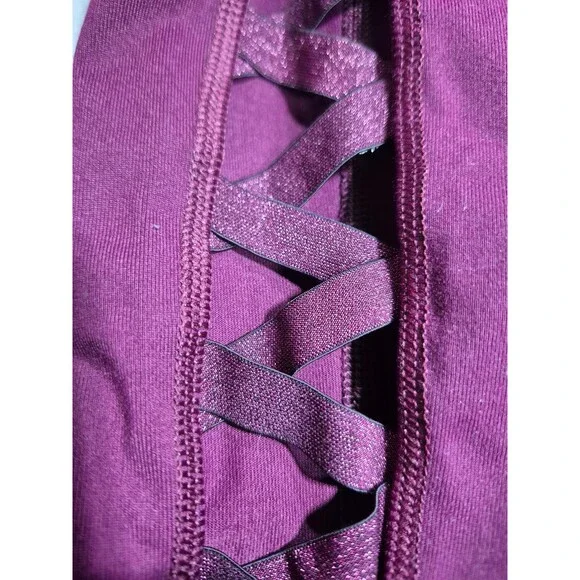 VS Victoria Secret Sport Leggings maroon shimmer cutout Knockout Tights medium - Picture 5 of 6